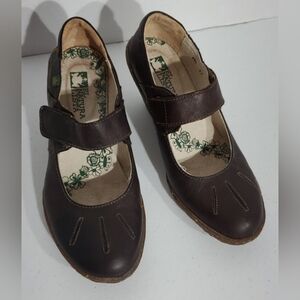 El Naturalista Chocolate Brown Leather Mary Jane Shoes